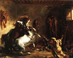 Eugene Delacroix Arabian Horses Fighting in a Stable china oil painting image